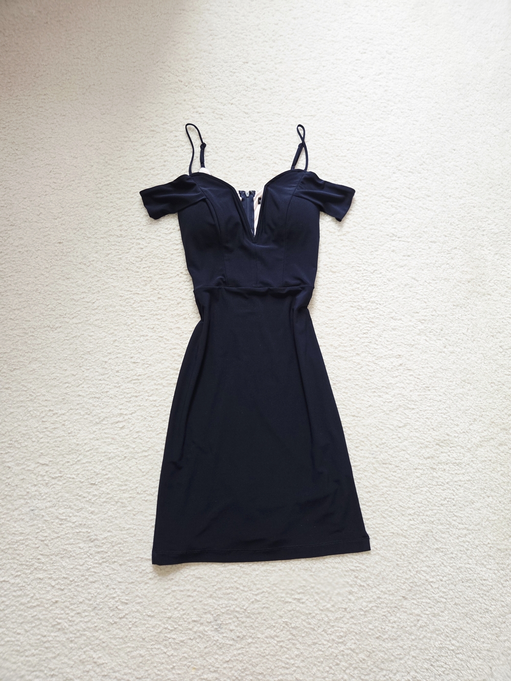 City Studio Black One-Shoulder V-Plunge Dress